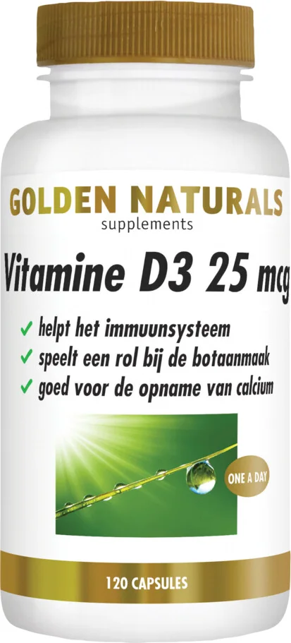 2x Golden Naturals Vitamine D3 25mcg 120 softgels