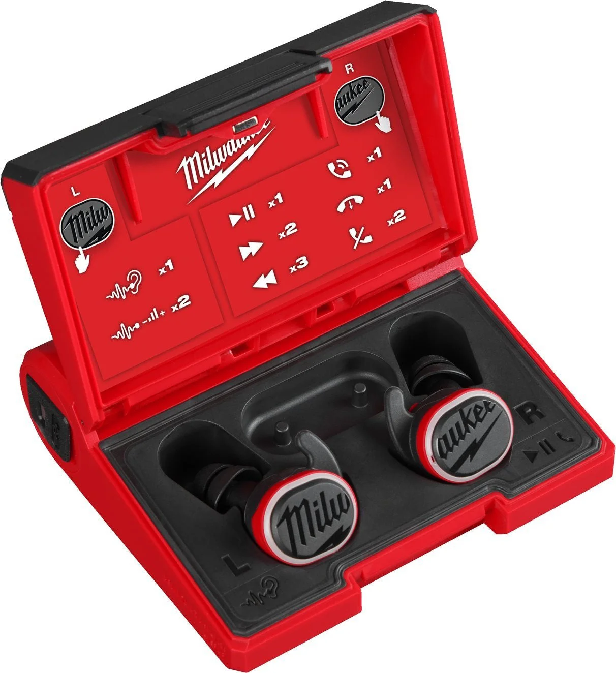 Milwaukee L4 RLEPB-301 Gehoorbescherming met Bluetooth® REDLITHIUM™ 3.0Ah USB batterij - 4933478750