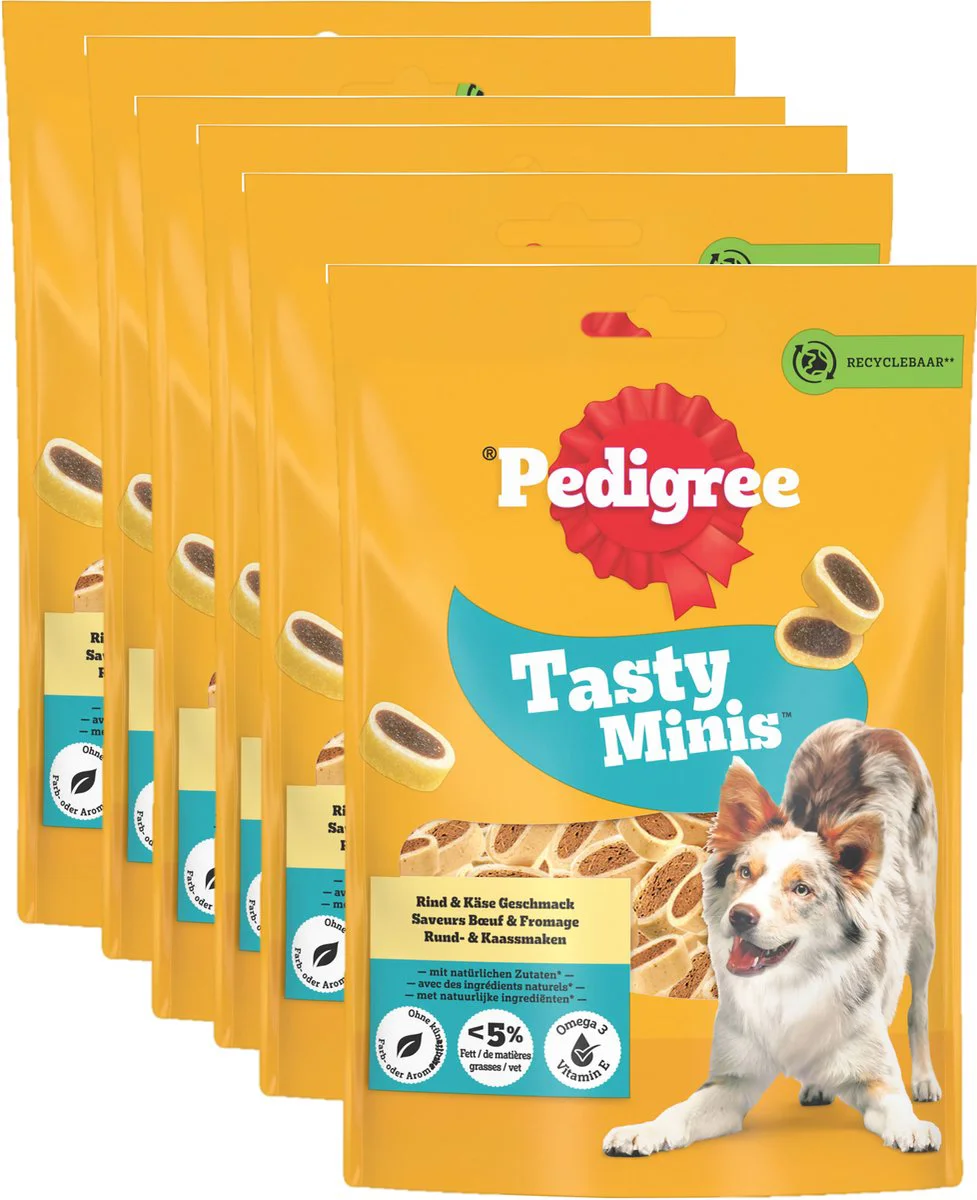 6x Pedigree Tasty Hondensnacks Minis Cheesy Bites 140 gr
