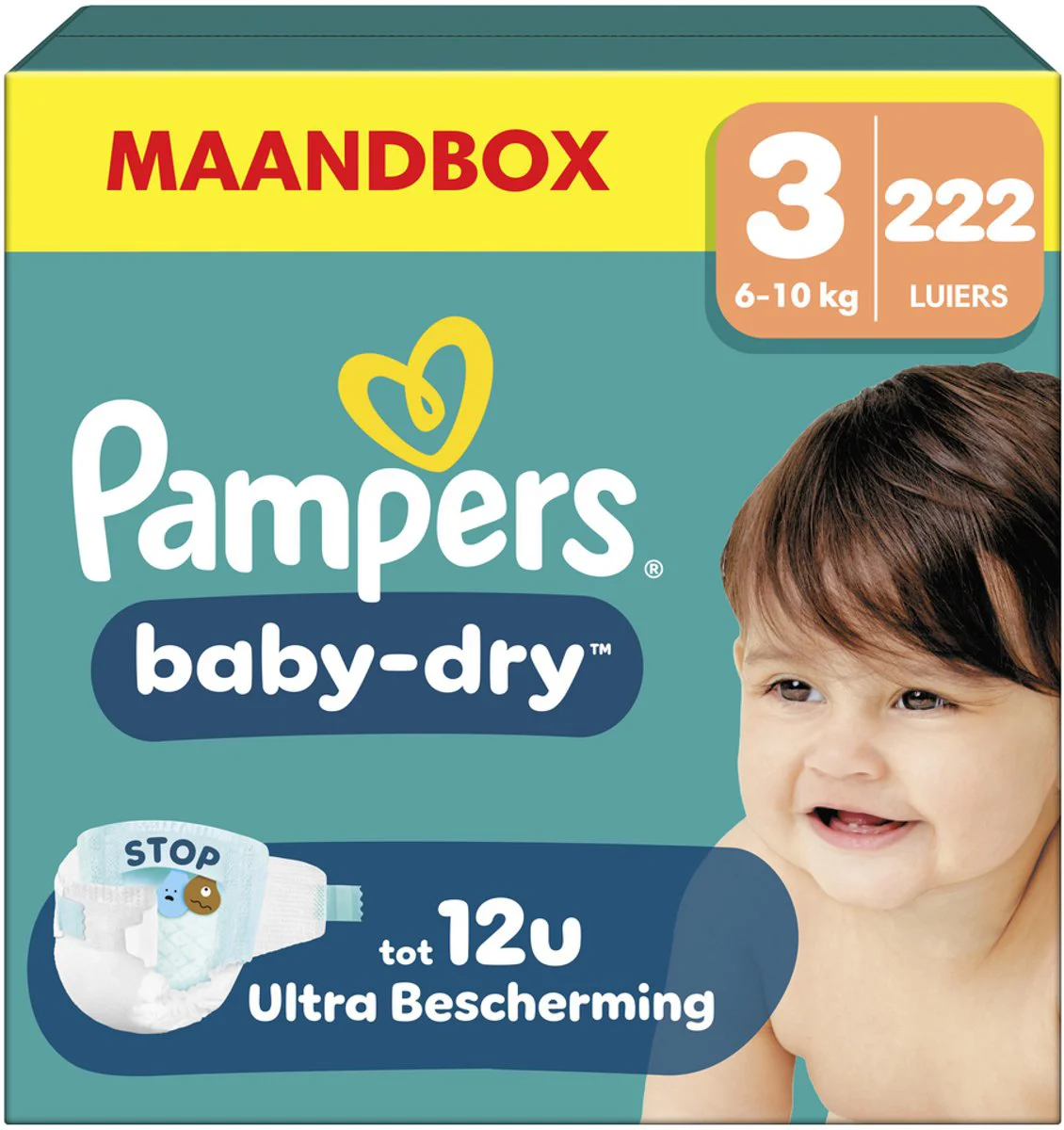 Pampers Baby Dry Luiers Maat 3 (6-10 kg) 222 stuks