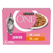 Purina ONE Kattenvoer Nat Junior Kip & Zalm 8 x 85 gr
