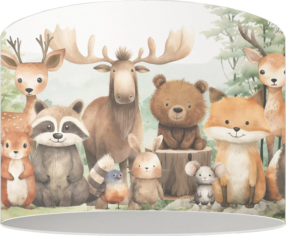 Designed4Kids - hanglamp kinderkamer -Kinderlamp bosdieren - bosdieren vrienden - bosdieren kinderkamer - babykamer