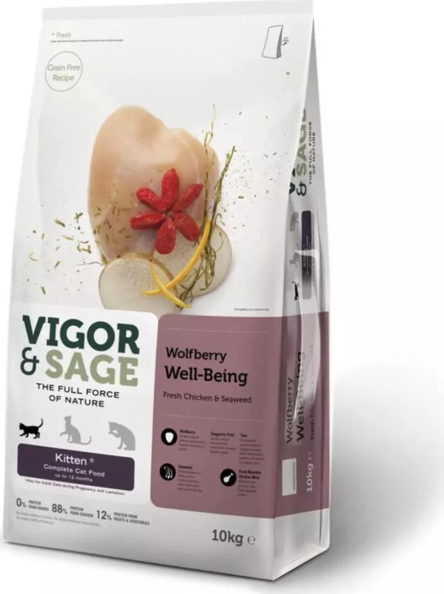 Vigor & Sage Kattenvoer Kitten Well-Being Wolfberry 10 kg