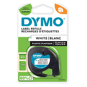 DYMO LetraTag 12mm x 4m Zwart Wit Labels