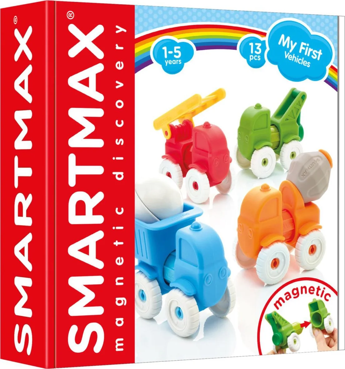 SmartMax My First Vehicles - Magnetische Voertuigen - 13-Delige Bouwset met Zachte Elementen - Educatief Speelgoed voor Peuters - Vanaf 1 Jaar