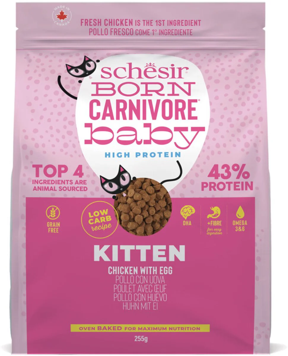 Schesir Born Carnivore Kitten Kattenvoer Chicken & Egg 255 gr