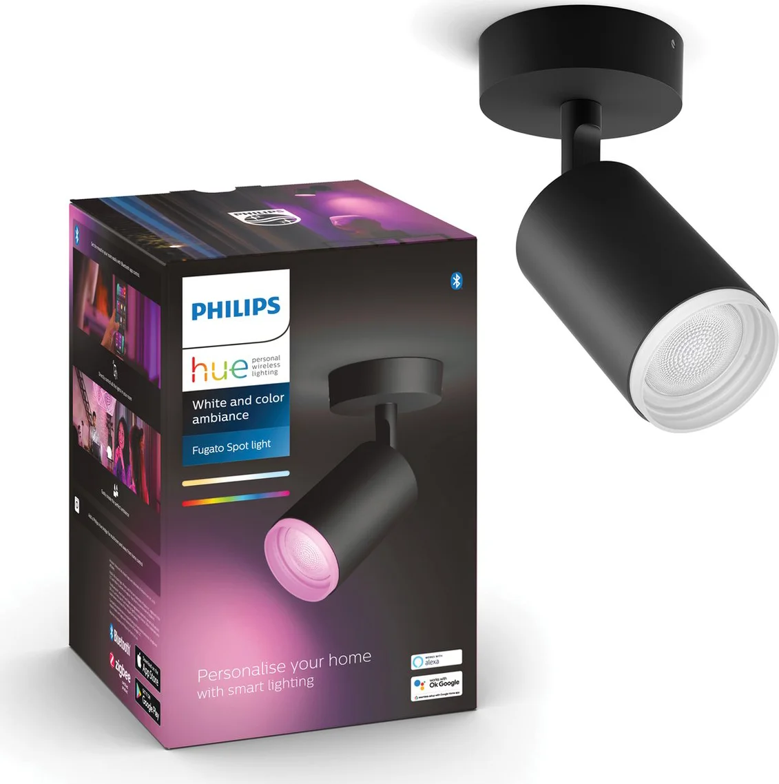 Philips Hue Fugato Opbouwspot White and Color - Zwart - 1-spot