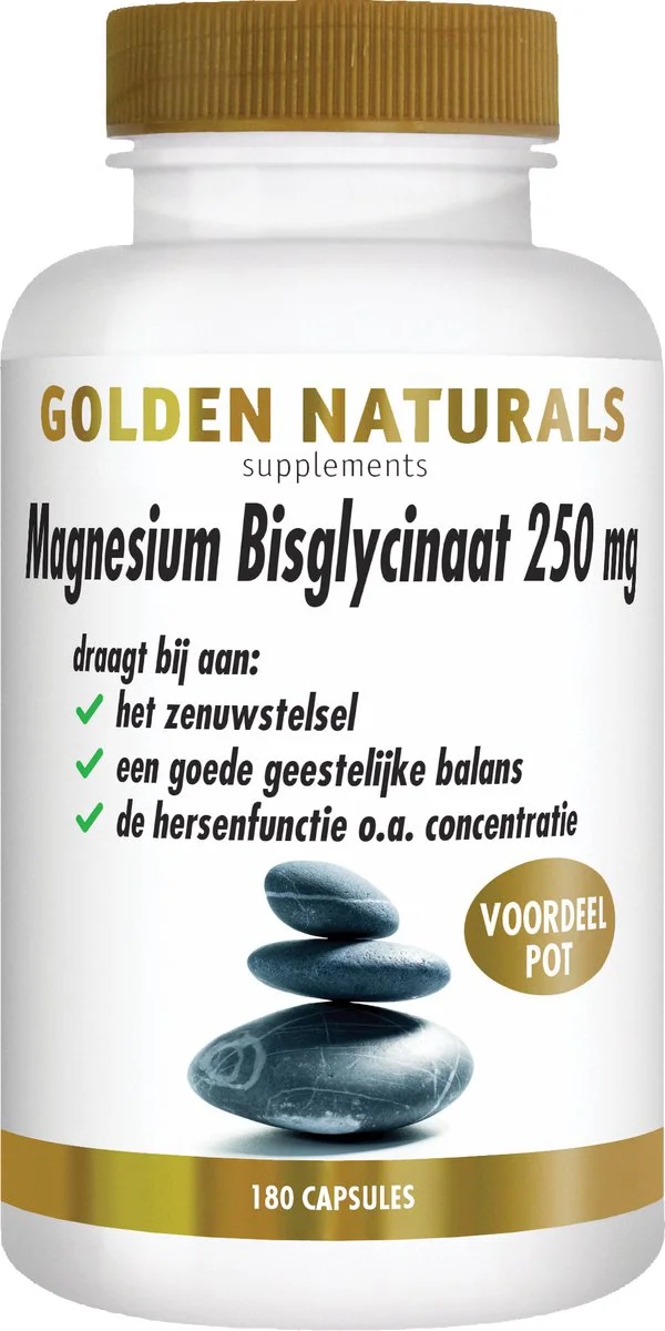Golden Naturals Magnesium Bisglycinaat 250mg 180 vegacapsules