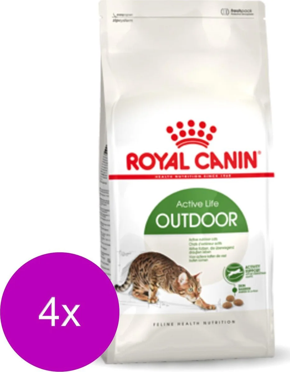 4x Royal Canin Kattenvoer Droog Outdoor 4 kg