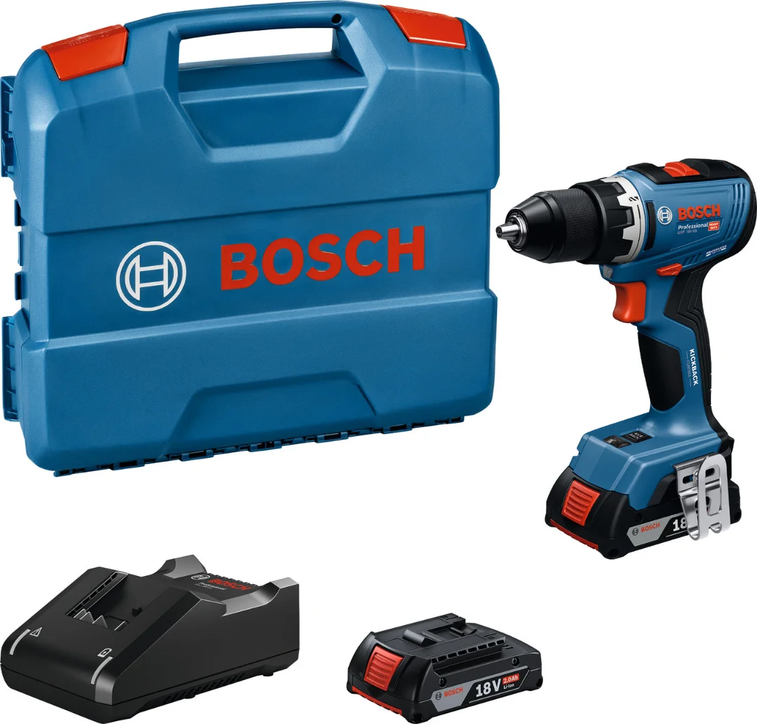 Bosch Professional GSR 18V-65 Accu schroefboormachine 18V 2.0Ah in L-Case - 06019N3000