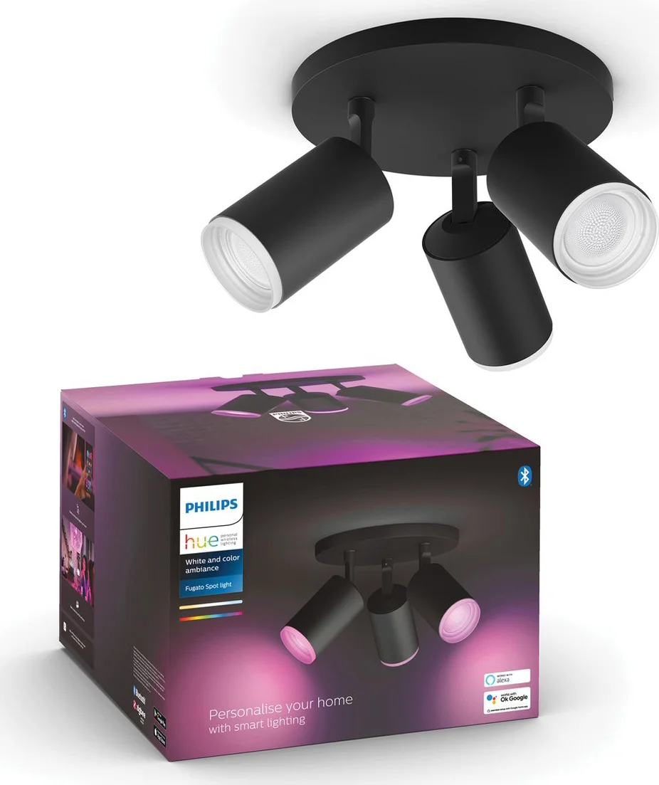 Philips Hue Fugato Opbouwspot White and Color - Zwart - 3-spots