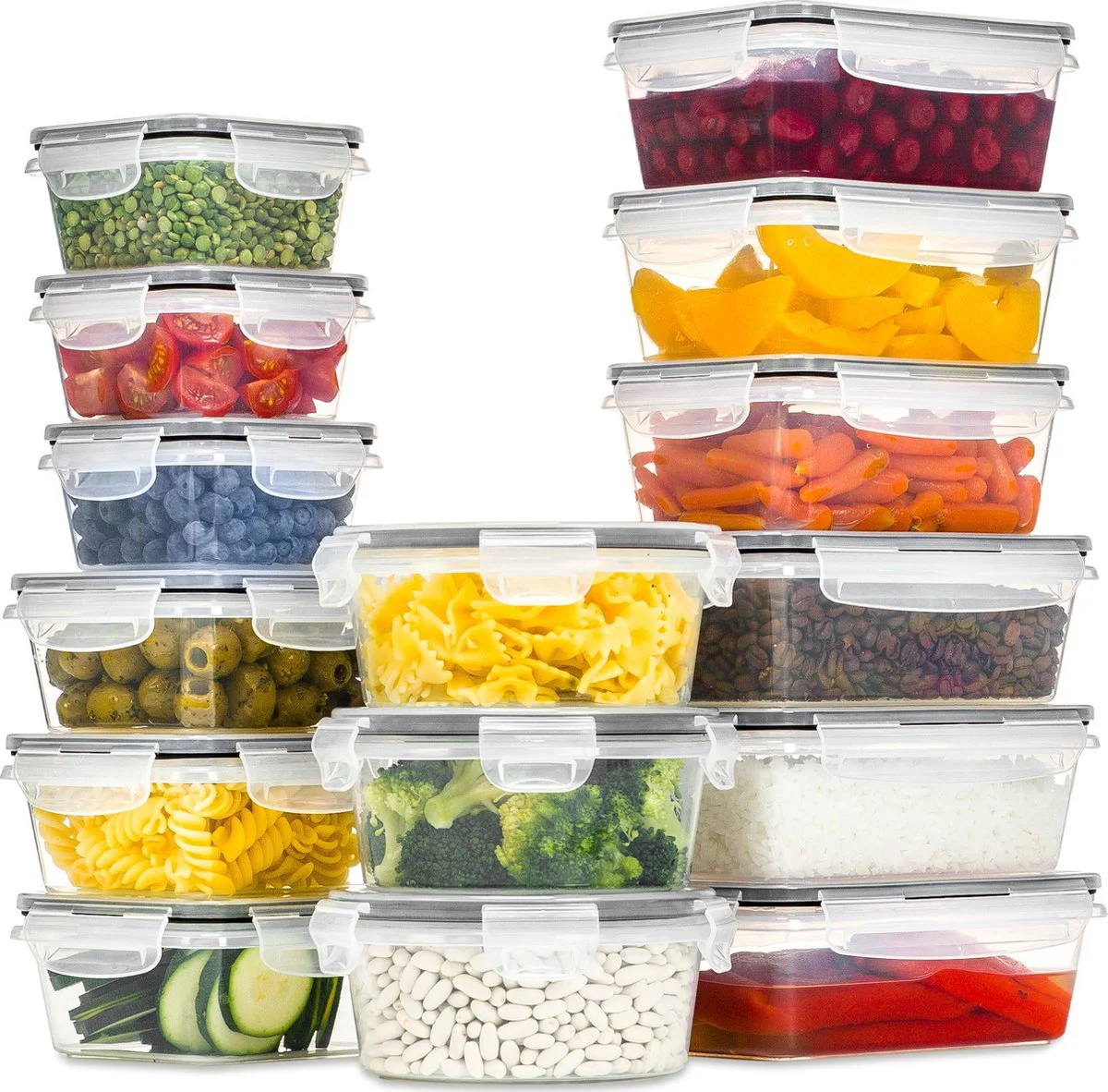 Stosh Vershoudbakjes - Meal Prep Bakjes - Diepvriesbakjes - Voedselcontainer - 16 Stuks - Kunststof - BPA vrij