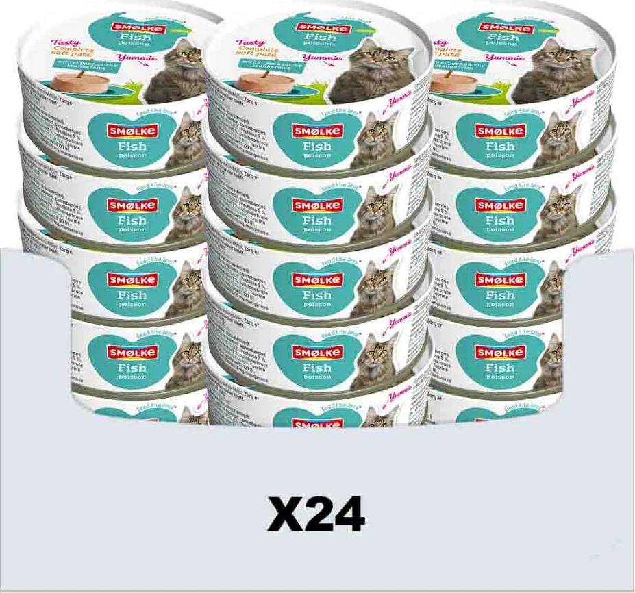 24x Smolke Kattenvoer Soft Paté Vis 80 gr