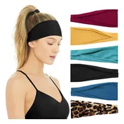 LIXIN Set 6 Stuks Vouwen Haarbanden - Kleur 3 - Dames haarbanden - Hoofdband dames - Volwassenen - Elastisch antislip - Yoga - Hardlopen - Haaraccessoires