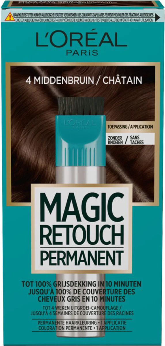 3x L'Oréal Magic Retouch Permanent 4 Middenbruin 95 gr