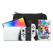 Nintendo Switch OLED Wit + Super Mario Bros. Wonder + BlueBuilt Beschermhoes