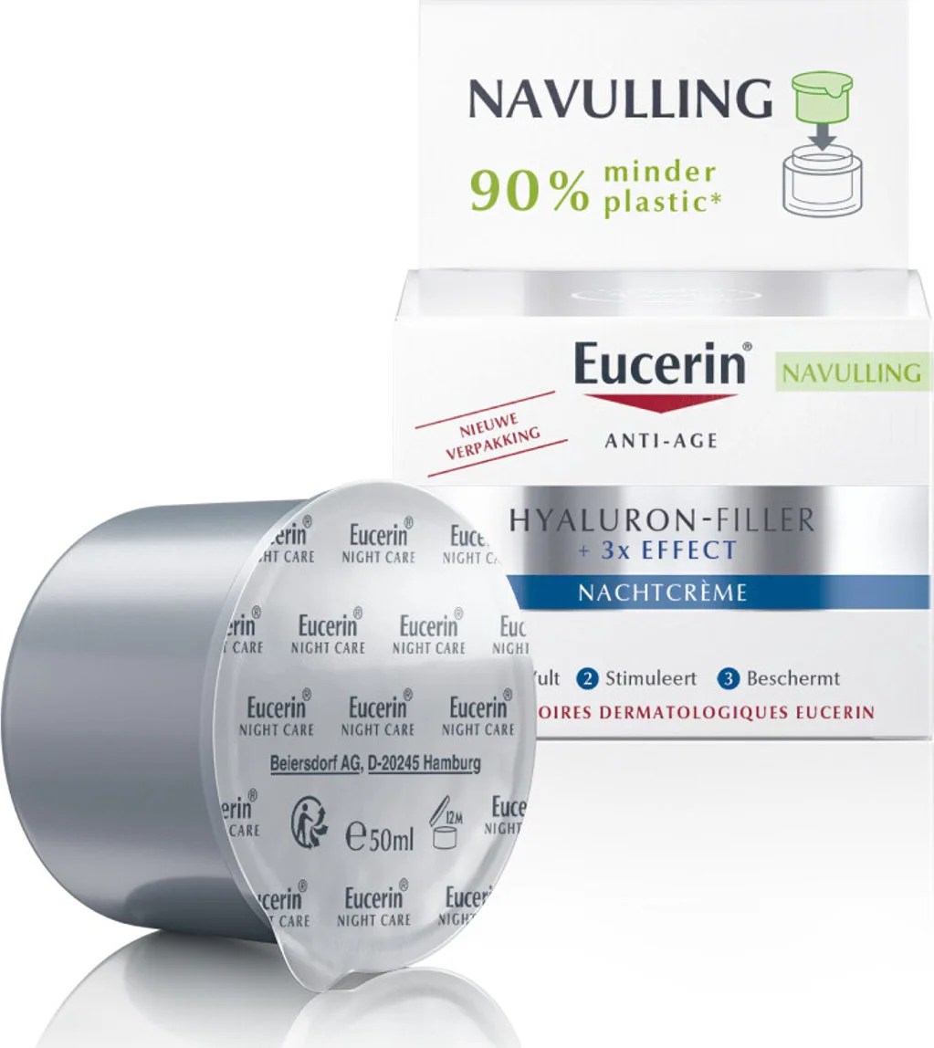 3x Eucerin Hyaluron-Filler/ Effect Nachtcrème Navulling 50 ml