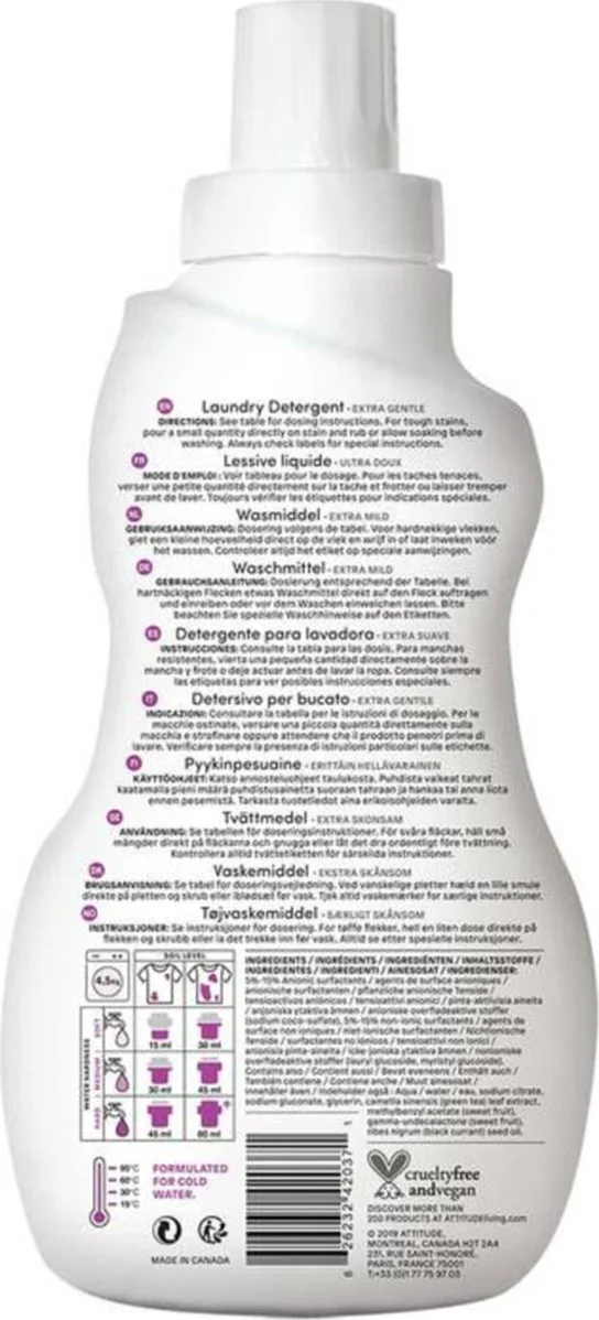Attitude Little Ones Wasmiddel Sweet Lullaby 35 Wasbeurten 1 liter
