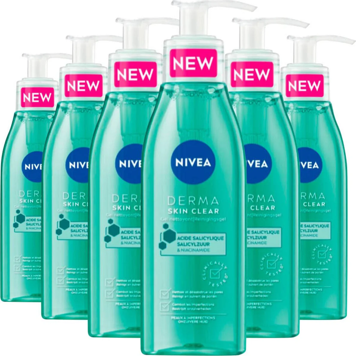 6x NIVEA Derma Skin Clear Reinigingsgel 150 ml