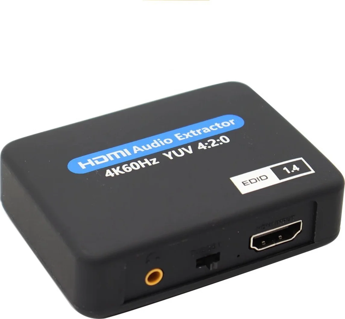 HDMI Audio Extractor 2K/4K - Ondersteuning Toslink (SPDIF) Optische Audio-Uitgang + 3,5 mm Audio - Inclusief Usb Kabel - Zwart