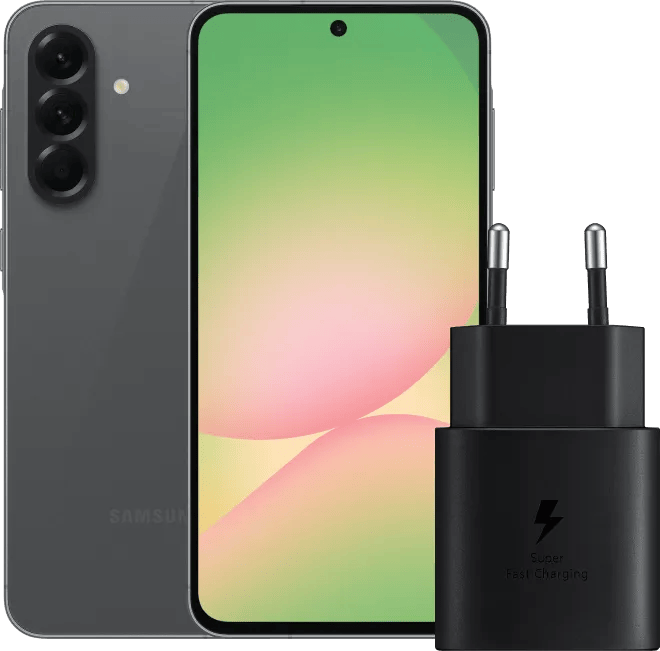 Samsung Galaxy A56 128GB Zwart 5G + Samsung Oplader 25 Watt Zwart