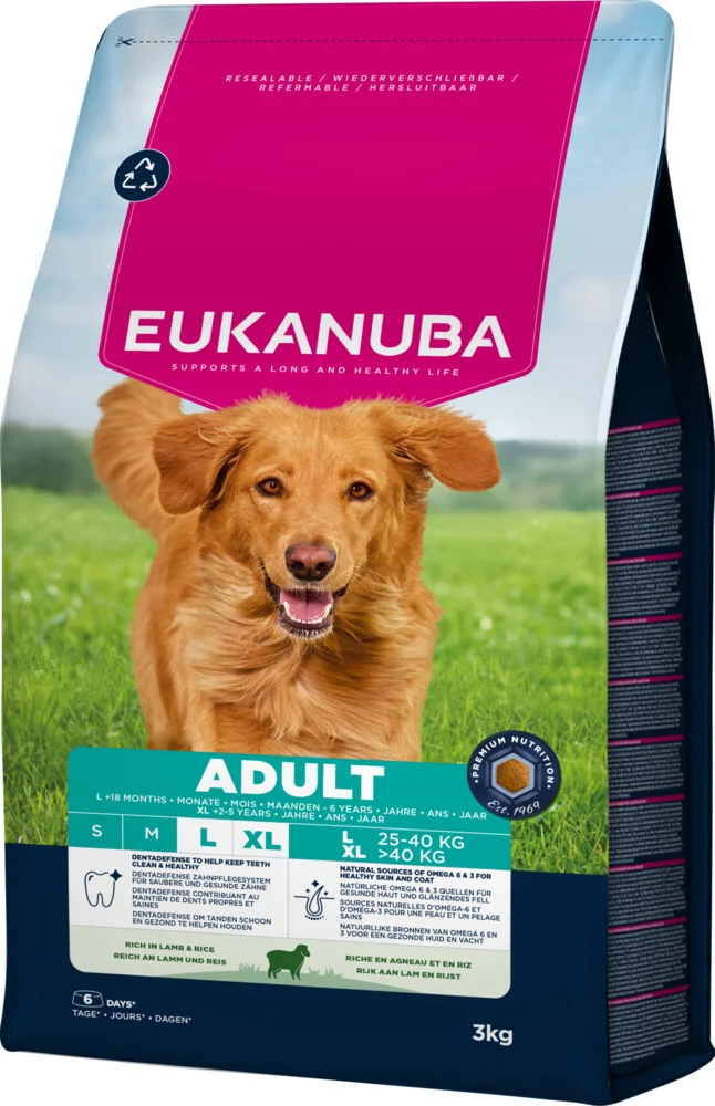3x Eukanuba Hondenvoer Droog Life Care Dog Adult Large Lam en Rijst 3 kg