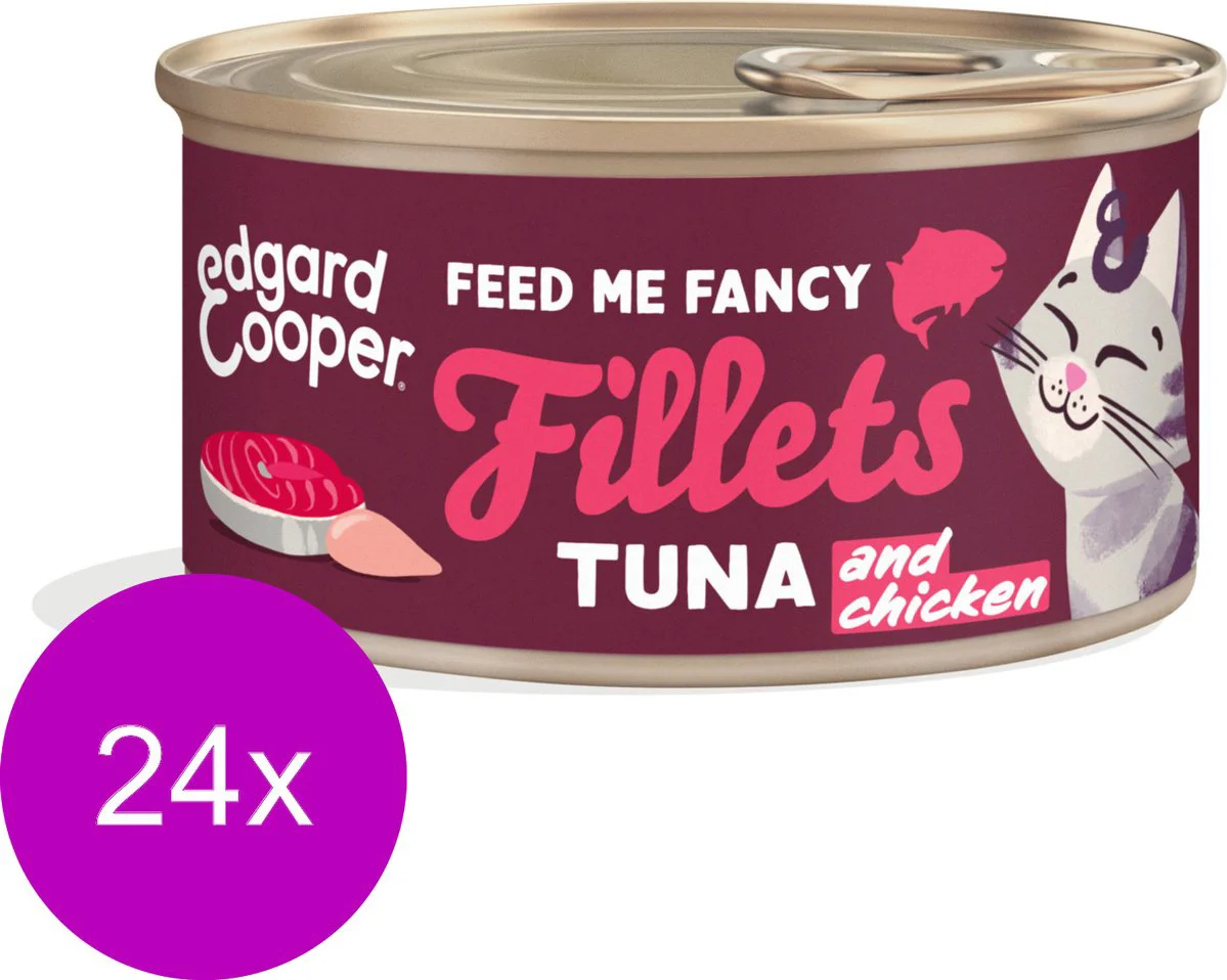 24x Edgard & Cooper Kattenvoer Fillets Tonijn - Kip 70 gr