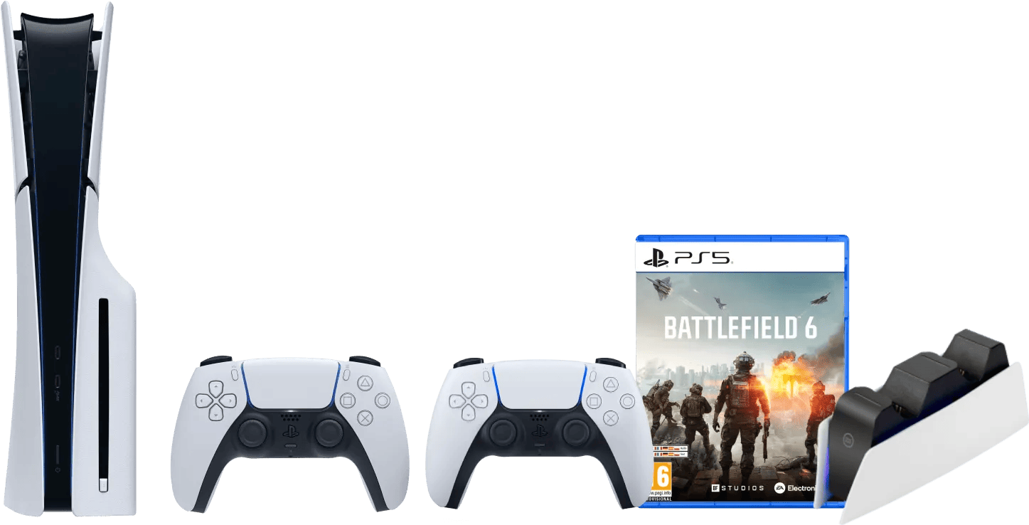 Sony PlayStation 5 Slim Disc Edition + Battlefield 6 + Extra Controller Wit + Oplaadstation