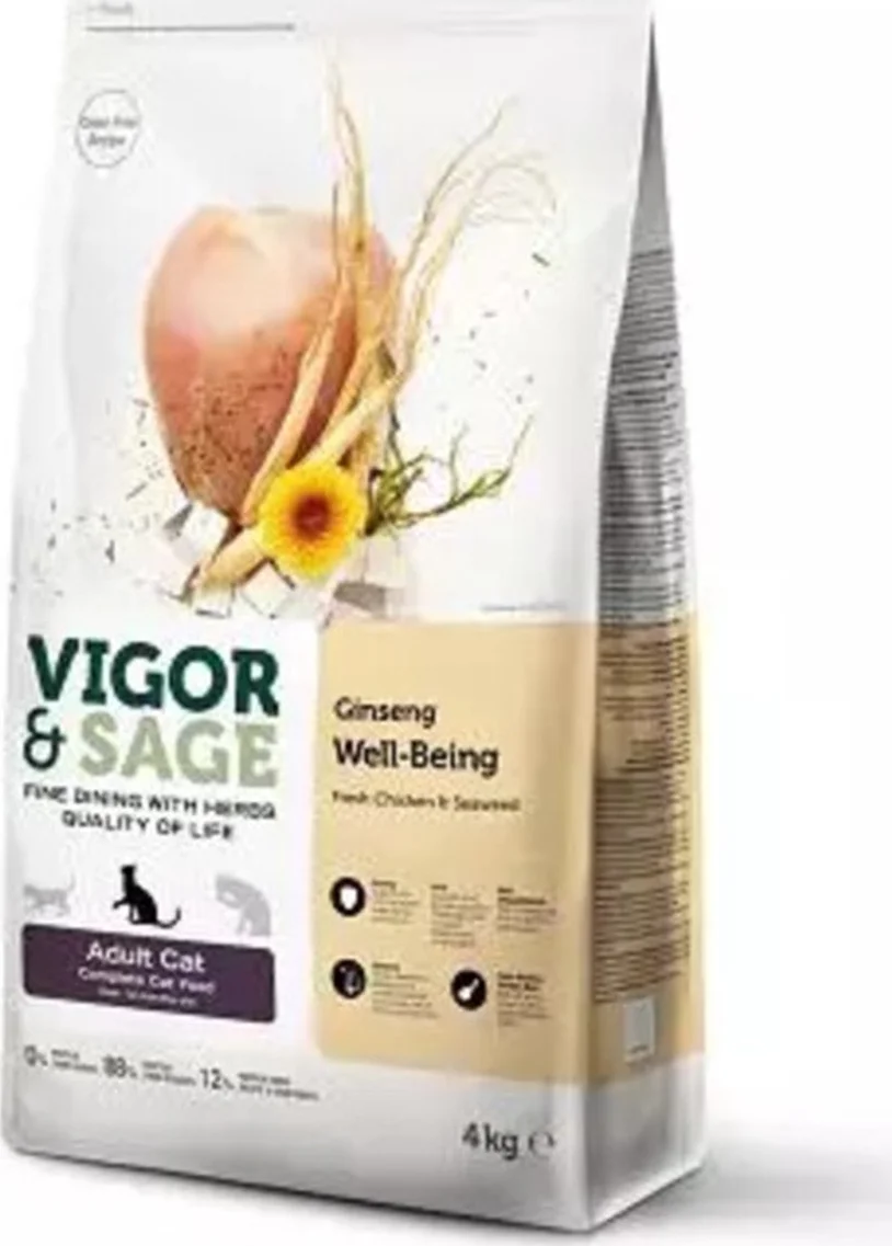 Vigor & Sage Kattenvoer Well-Being Ginseng 4 kg