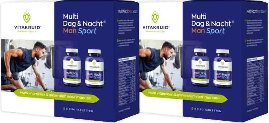 2x Vitakruid Multi Dag & Nacht Man Sport 180 tabletten