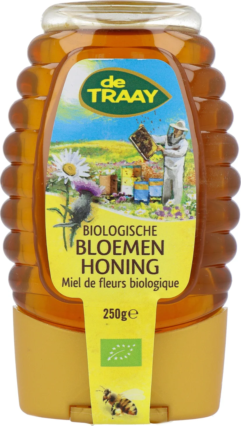De Traay Bloemenhoning Biologisch Knijpfles 250GR