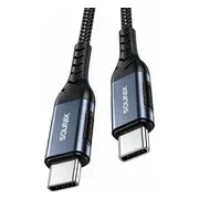 Sounix USB C kabel met E-marker - USB C 3.2 Gen 2 - 20Gbps - 8K60Hz - 5A 100W Snellader - Datakabel en Oplaadkabel - 2 Meter - Nylon - Zwart