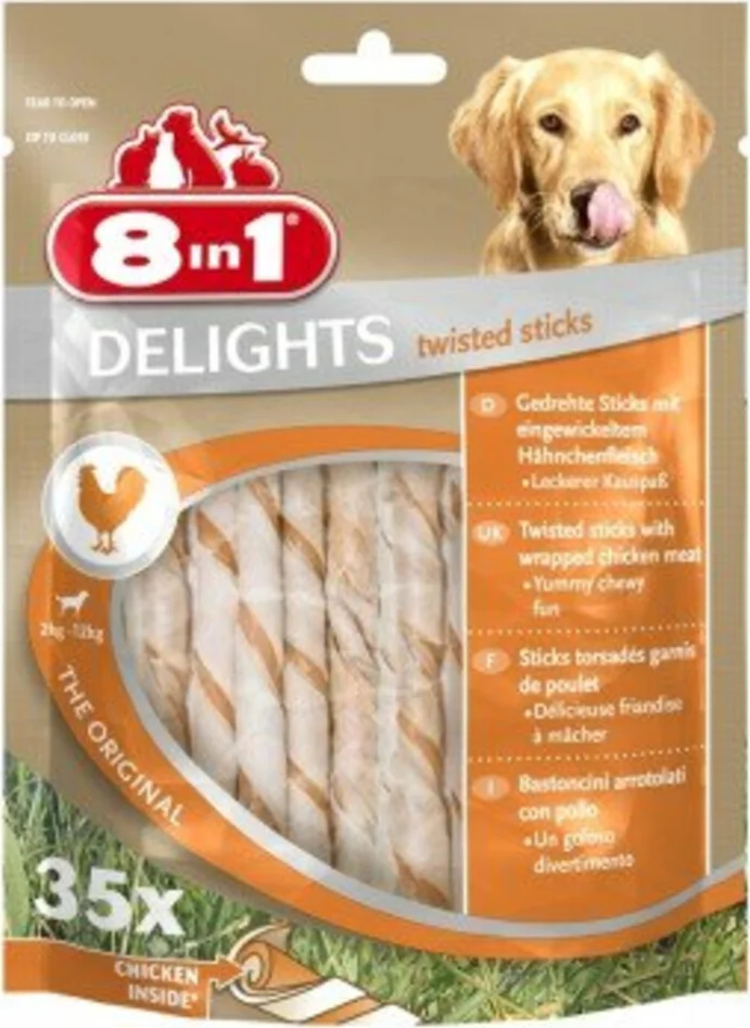 8in1 Delights Twisted Sticks Kip 35 stuks