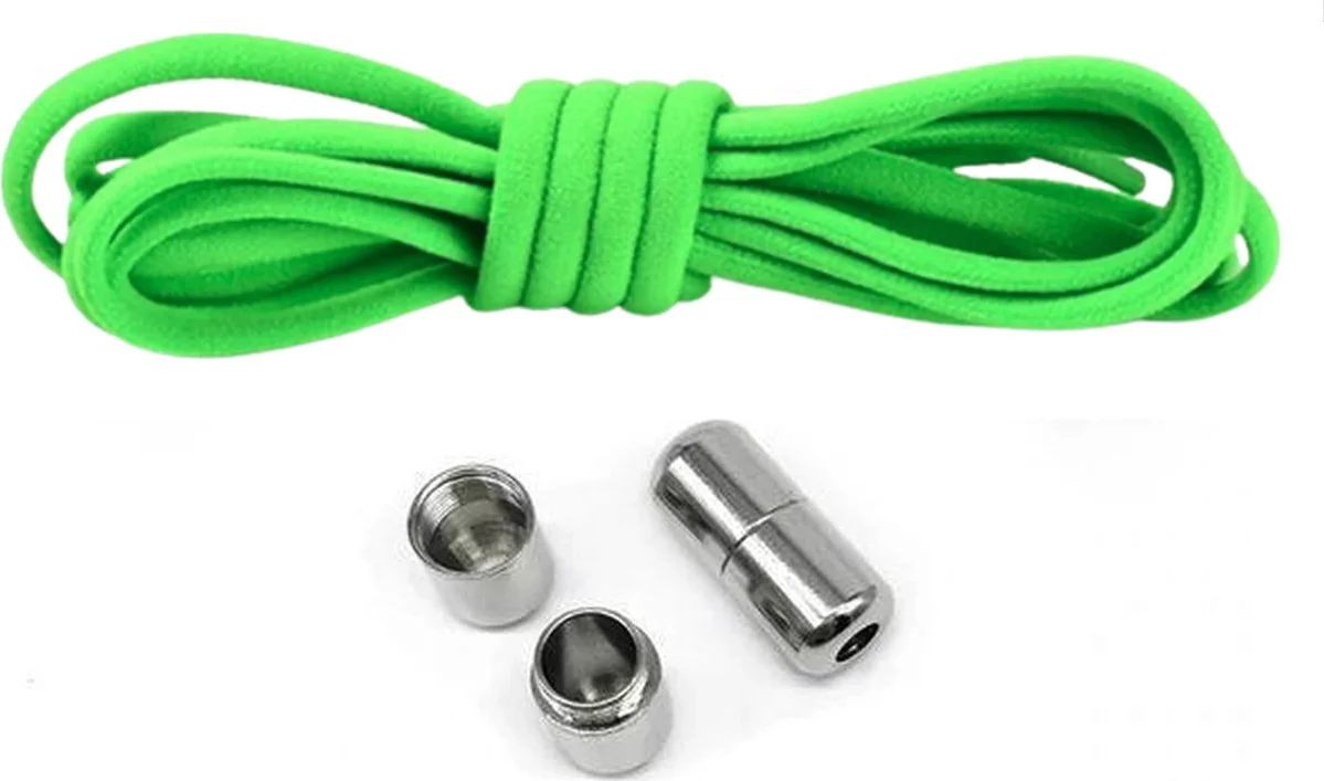 Elastische veters - (groen) - niet strikken - elastische veters zonder strikken - no tie - schoenveters - sportveters - rond - schoenveters - kinderveters