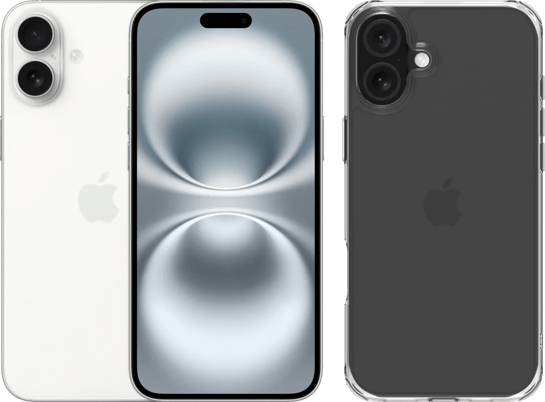 Apple iPhone 16 Plus 128GB Wit + BlueBuilt Protective Back Cover Transparant