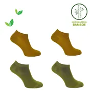 La Pèra Sokken Dames - Bamboe 4 paar 36-40 Damessokken - Sneakersokken – Okergeel – Groen - Cadeautje Voor Haar