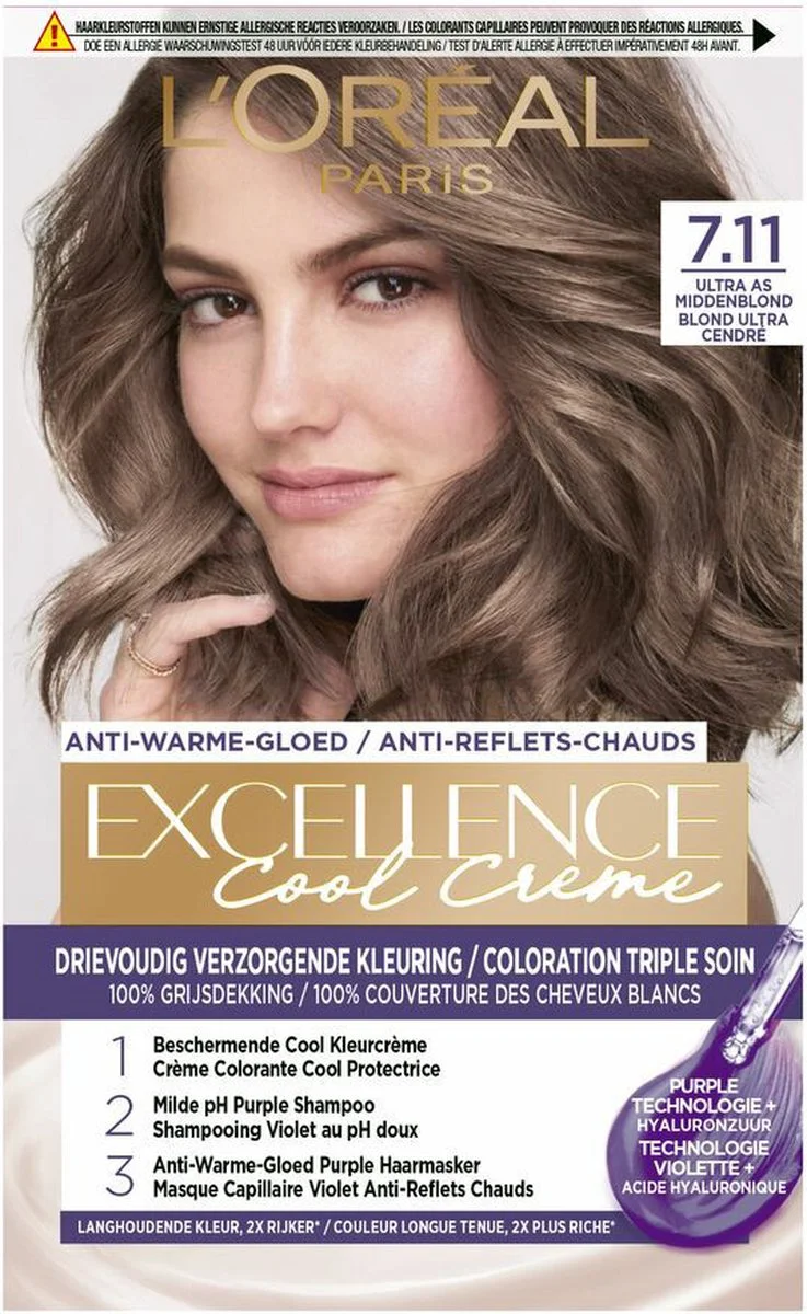 L'Oréal Excellence Cool Crème Permanente Crèmekleuring 7.11 - Ultra As Middenblond