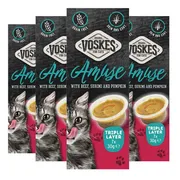 4x Voskes Kattensnack Triple Layer Rund-Sumiri-Pompoen 7x30 gr