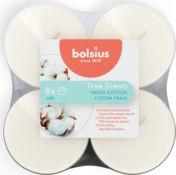 Bolsius True Scents Fresh Cotton Maxi Waxine 8ST