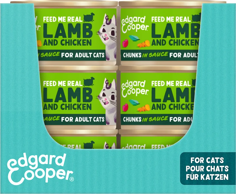 18x Edgard & Cooper Kattenvoer Chunks Lam - Kip 85 gr