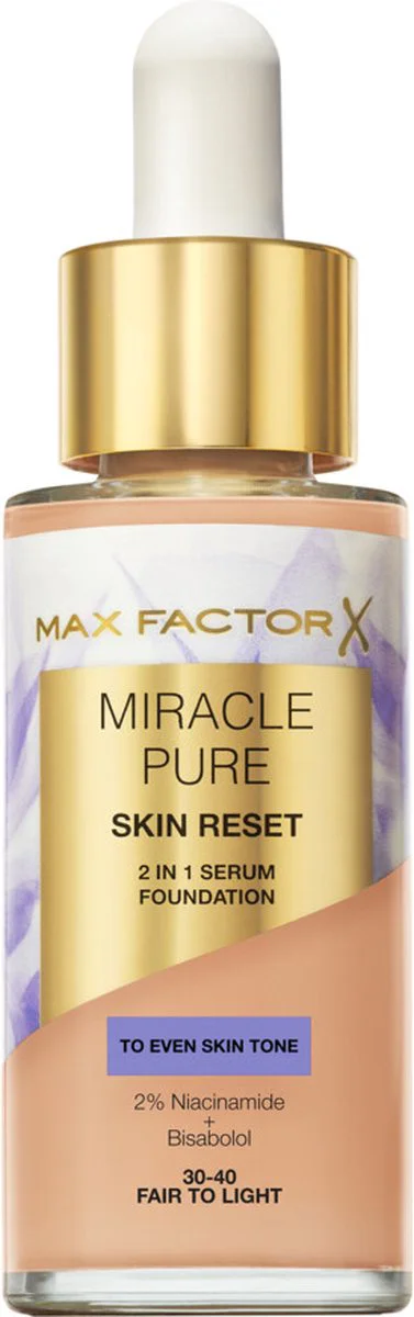 Max Factor Miracle Pure 2in1 Skin Reset Serum Foundation Fair to Light 30 ml