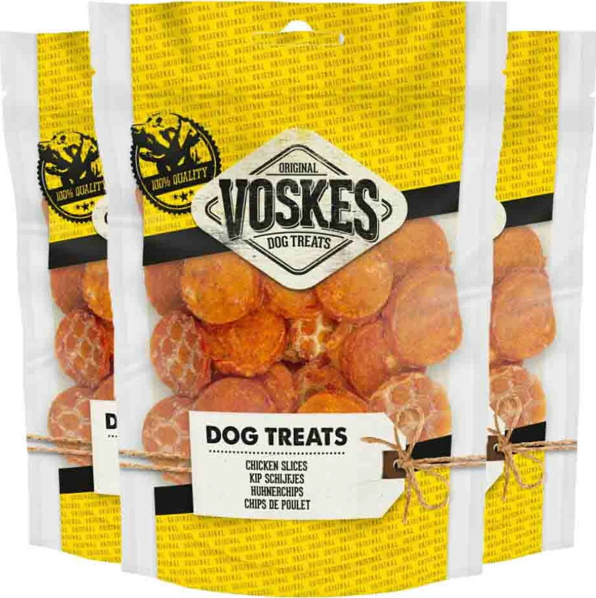 3x Voskes Hondensnacks Kip Schijfjes 100 gr