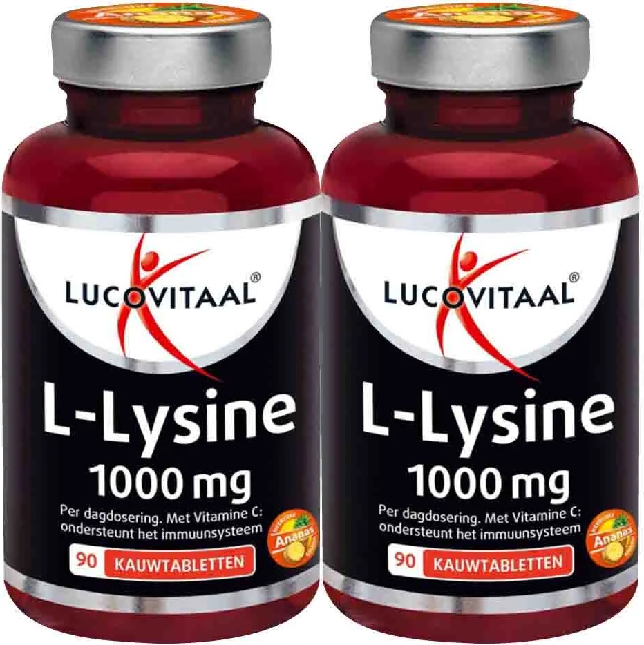 2x Lucovitaal L-Lysine 1000 mg 90 kauwtabletten