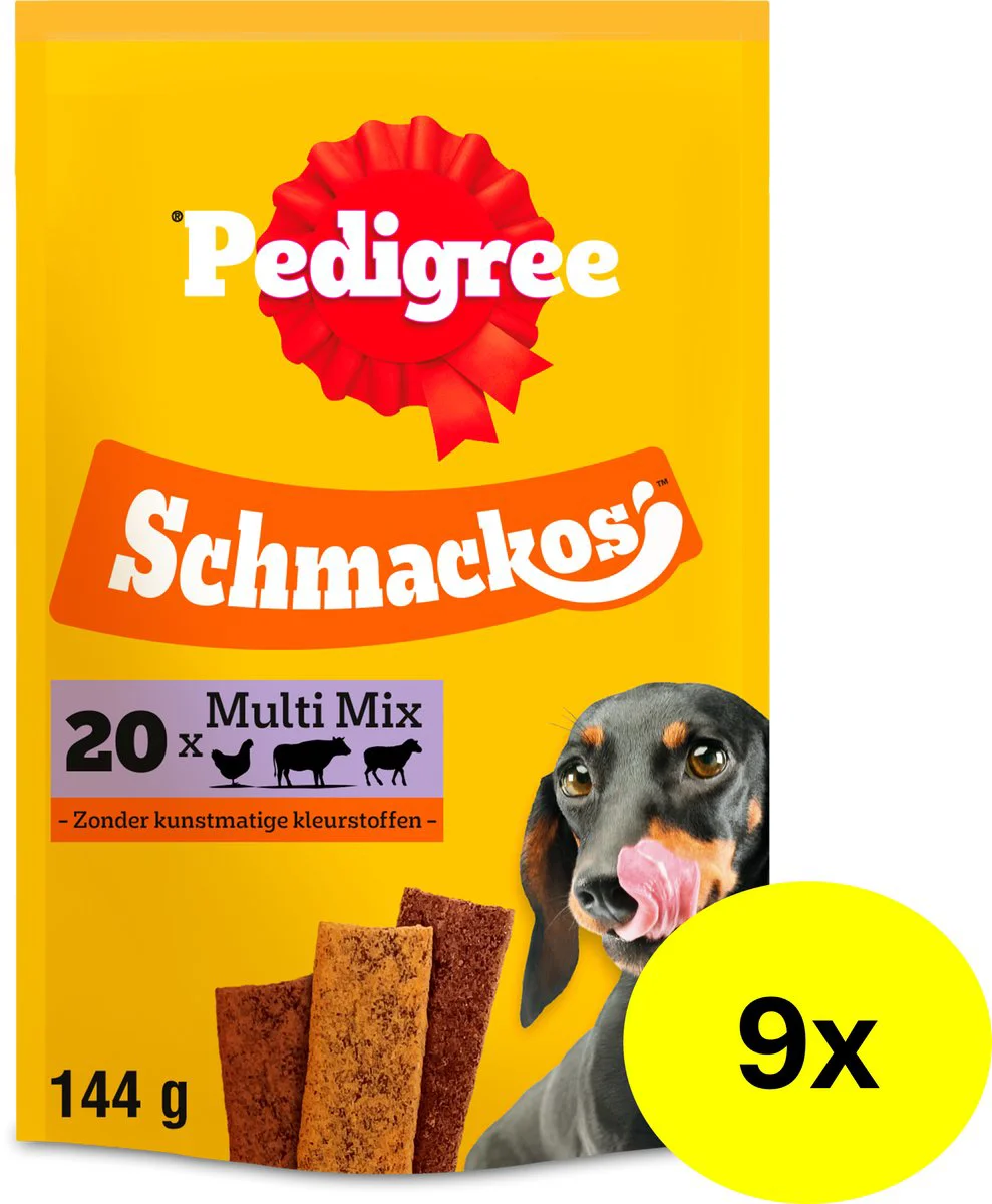 9x Pedigree Schmackos Hondensnacks Mix 140 gr