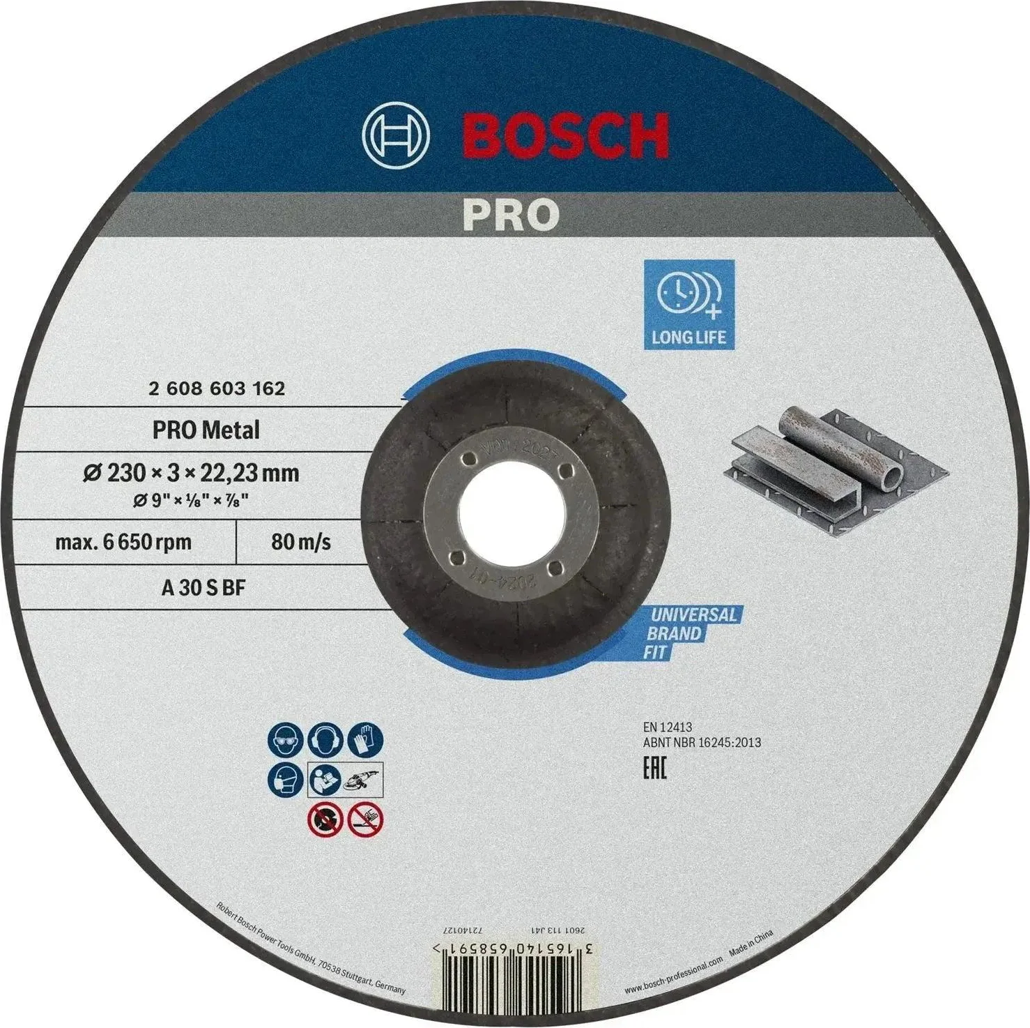 Bosch Professional Doorslijpschijf PRO Metal 230x22,23mm VE=1 - 2608603162