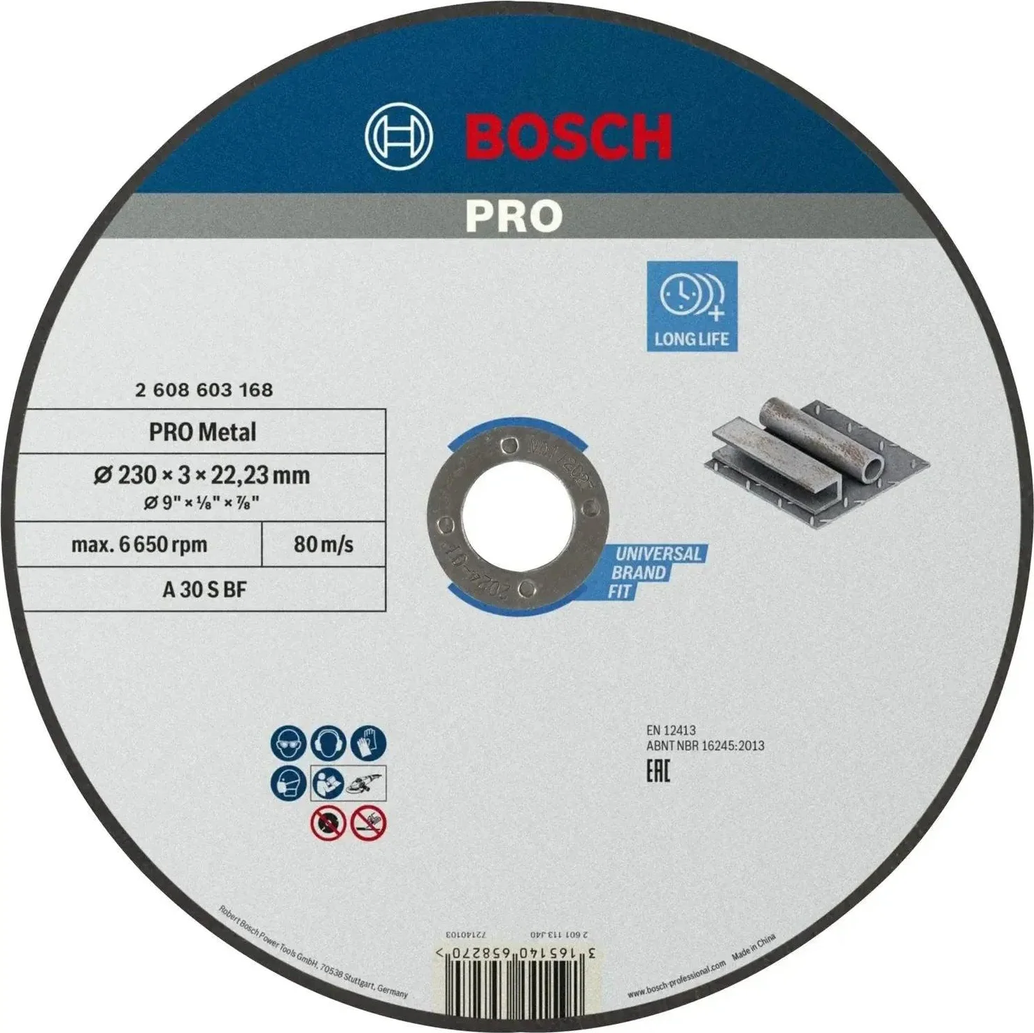 Bosch Professional Doorslijpschijf PRO Metal 230x22,23mm VE=1 - 2608603168