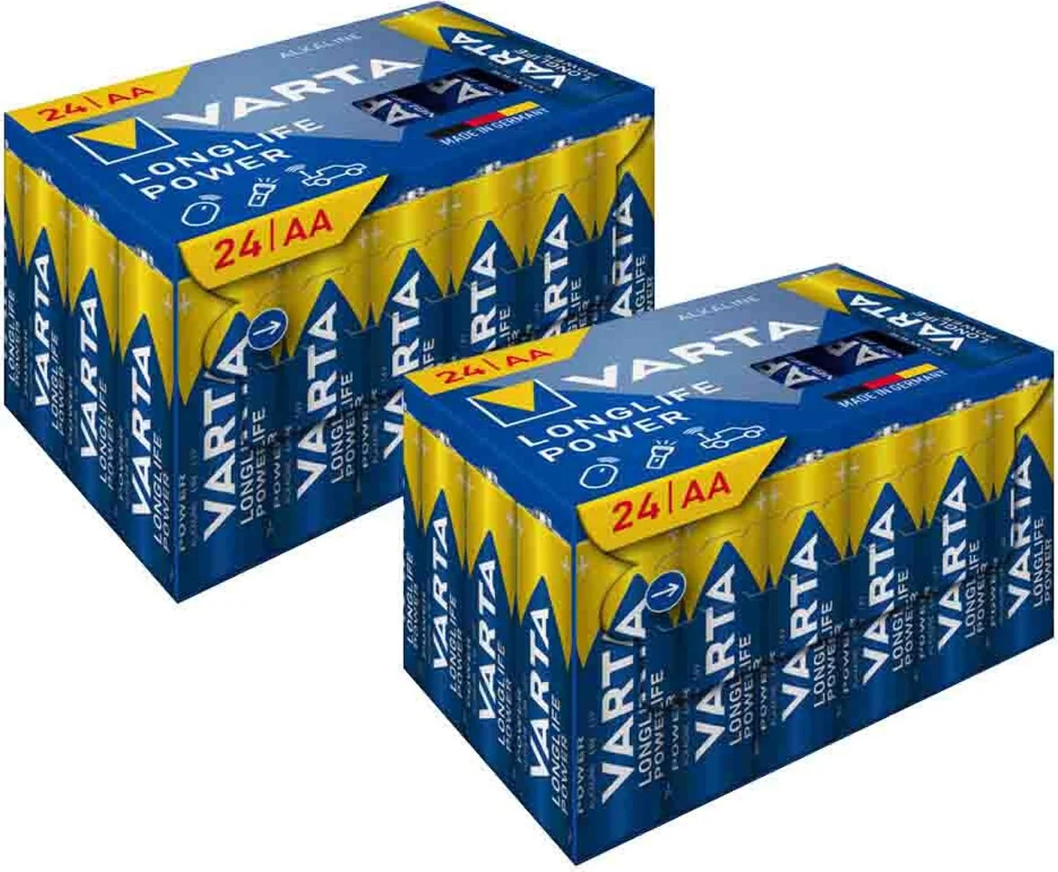2x Varta Longlife Power AA Cube Pack 24 stuks