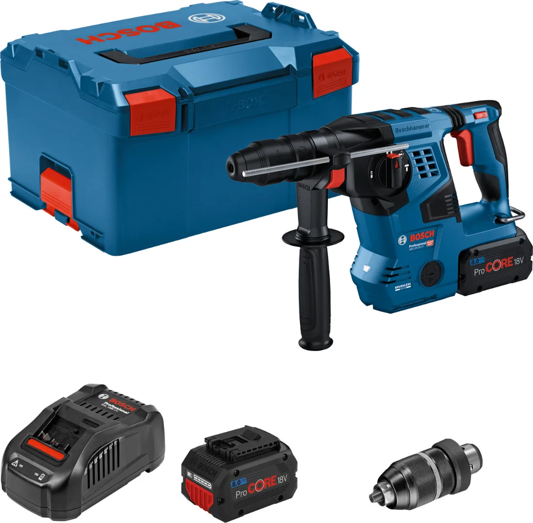 Bosch Professional GBH 18V-28 CF Accu combihamer SDS-Plus 3,3J + snelwisselboorkop 18V 8.0Ah in L-Boxx - 0611921002