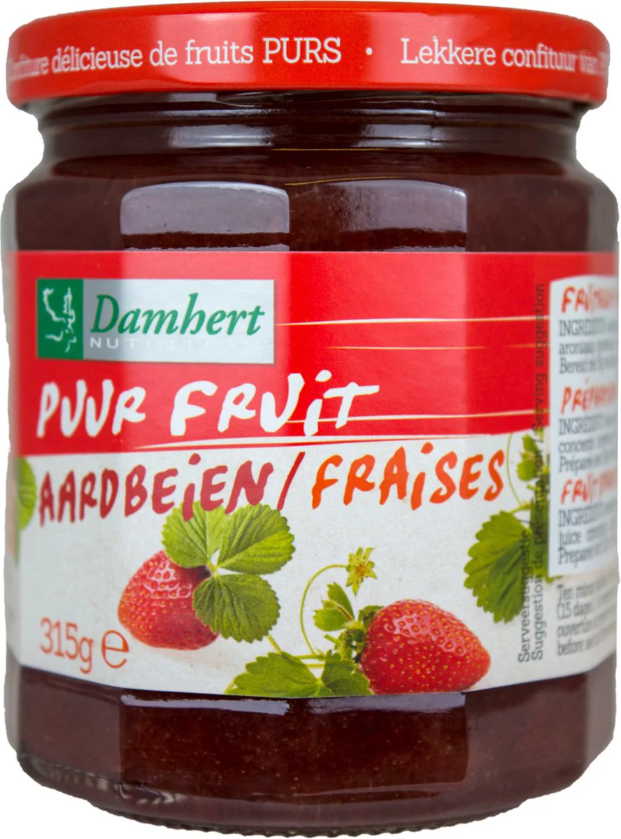Damhert Puur Fruit Confituur Aardbei 315GR