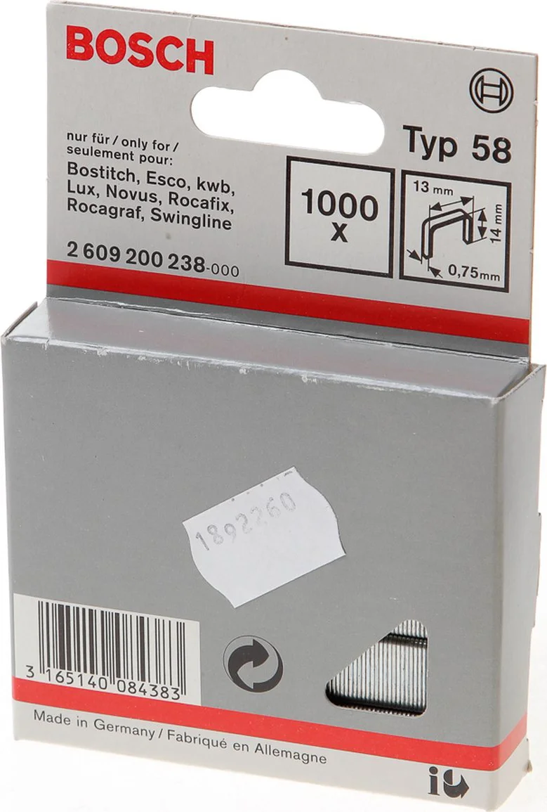 Bosch Professional Nieten type 58 | 14 mm | 13,0 x 0,75 mm | 1000 stuks - 2609200238